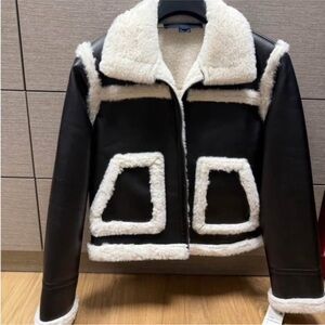 French Connection shearling sz 8 faux leather jacket